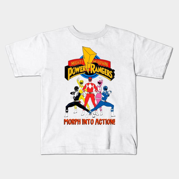 Mighty Morphin Power Rangers! Kids T-Shirt by OniSide